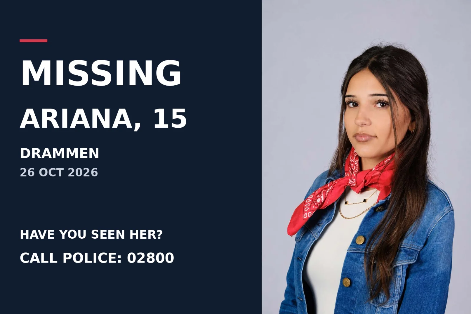 Zaginęła 15-letnia Ariana z Drammen